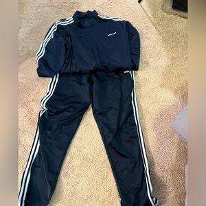 Big & Tall Adidas Track Set - Navy Black & White Stripes - 4XLT
